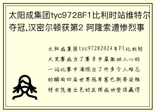 太阳成集团tyc9728F1比利时站维特尔夺冠,汉密尔顿获第2 阿隆索遭惨烈事故退 - 副本